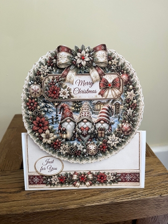 Festive Gnome Christmas Wreath Card Topper by Tina Fair