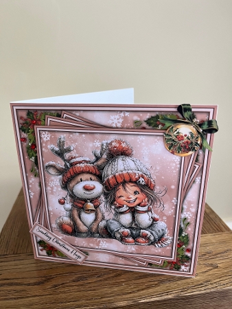 Little Christmas Girl and Fawn - Mini Kit 6x6 by Tina Fair