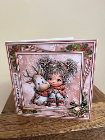 Little Christmas Girl and Fawn - Mini Kit 6x6 by Tina Fair
