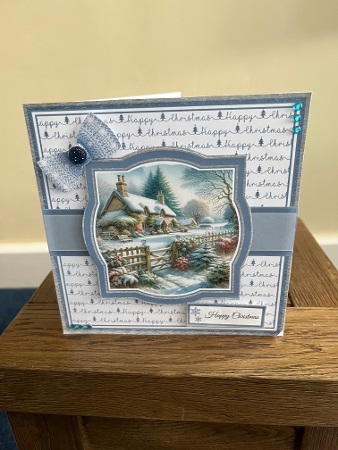 Christmas Cottage 4 Card Fronts & Sentiments - 6x6 & 5x7 by Tina Fair