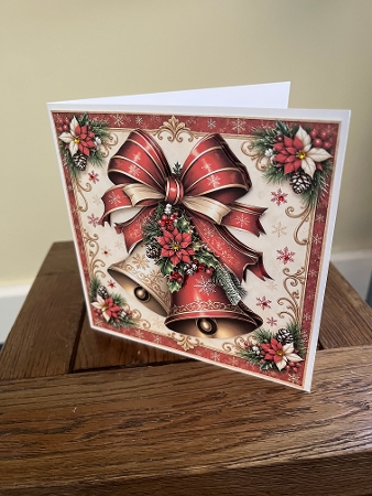Red & Gold Christmas Bells Card Topper by Tina Fair