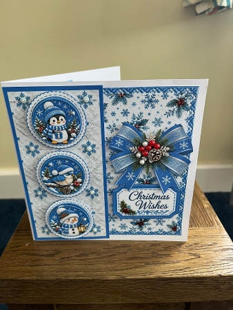Blue Christmas Snowman Penguin and Robin 7x7 Card Kit by Tina Fair