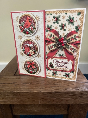 Red Christmas Santa Mail Wreath and Cardinal 7x7 Card Kit by Tina Fair