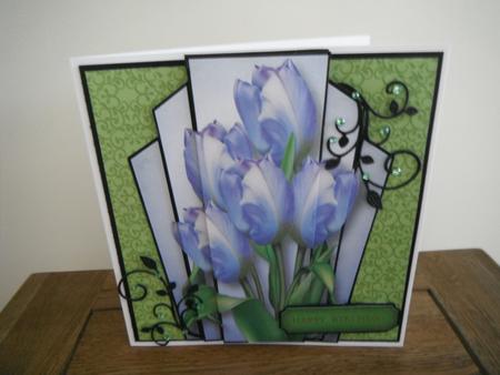 Art Deco Stacker Topper - Beautiful Blue Tulips by Tina Fair