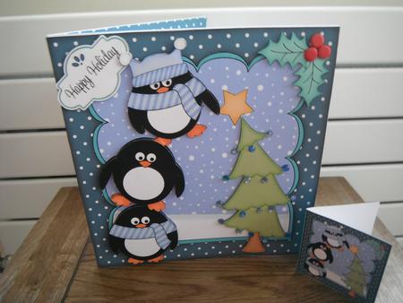 8x8 Xmas Pip Penguin Dressing the Tree Mini Kit 3D Decoupage by Tina Fair