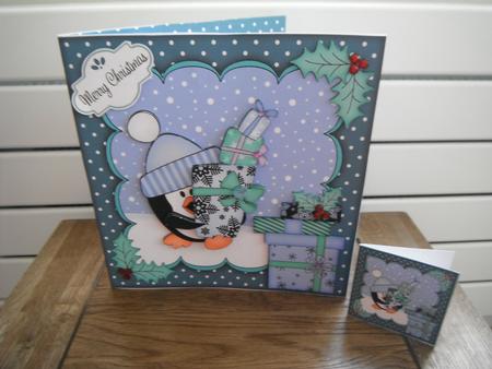 8x8 Xmas Pip Penguin Presents Mini Kit 3D Decoupage by Tina Fair