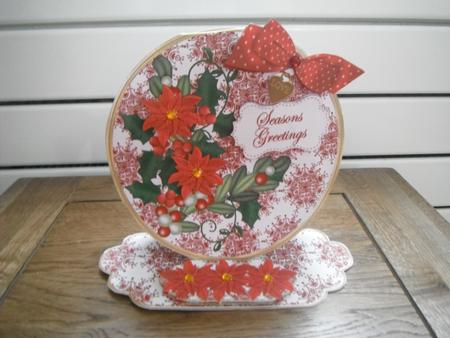 Red Poinsettia Seasons Greetings Circle Easel Card m Kit by Tina Fair