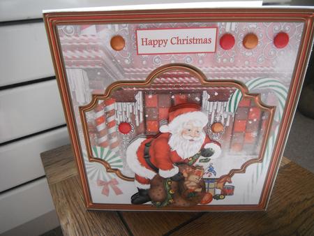 Santa at the Mall 7x7 Card with Decoupage by Tina Fair
