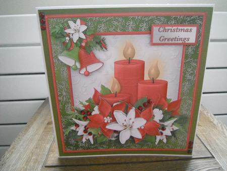 Christmas Candles Decoupage Card Front by Tina Fair
