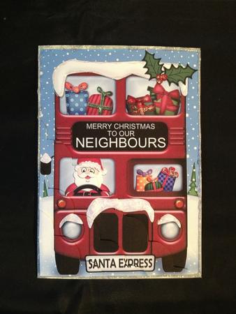 A5 Xmas Santa Express Neighbours Scallop Corner Stacker by Tina James