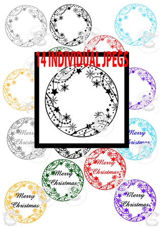Christmas Snowflake Wreaths  14 coloured JPEGS great for acetate and cards by Tina Fallon
