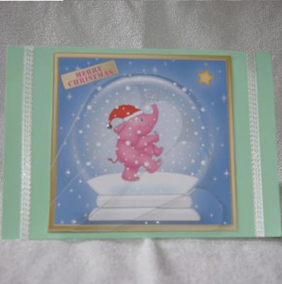 Cute Xmas Elephant Snowglobe Fan Pyramage Topper by Tineke Juggins