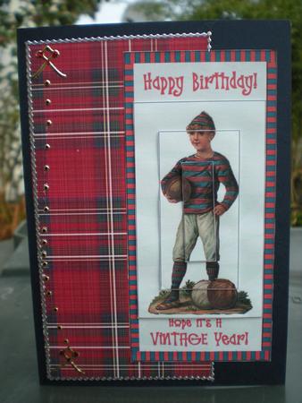 Vintage Footballer - Dl Card Front with Pyramid Stacker by Toni Marie Judd