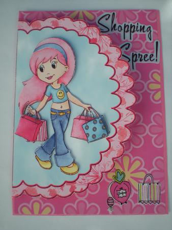 Young Shopper Scalloped Edge Card with Decoupage by Toni Marie Judd