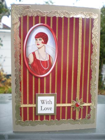 Dark Red Gold Stripes by Toni Marie Judd