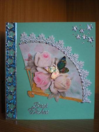 Vintage Rose Fan & Stand by Toni Marie Judd