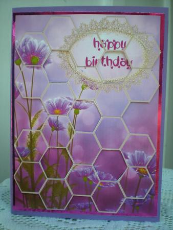 Delicate Purple Wild Flowers Hexagon Flower Patchoupage by Toni Marie Judd