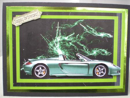 Green Sport Car Decoupage by Toni Marie Judd