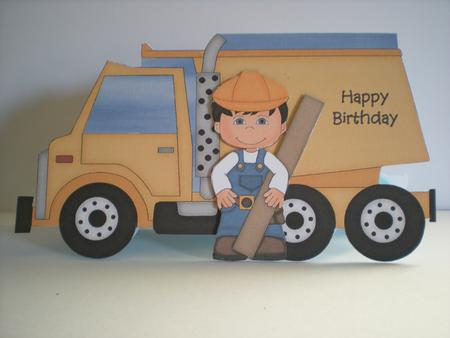 Construction Worker Truck Shaped Card by Toni Marie Judd