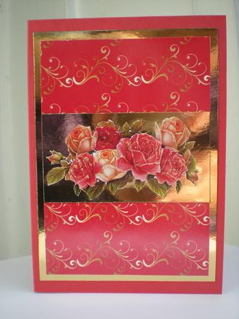 Red & Gold Filigree Background Paper by Toni Marie Judd