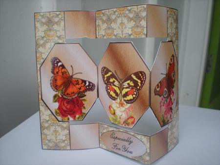 Vintage Butterflies Octagon Folded Pop-up Card by Toni Marie Judd