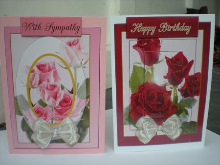 2 Card Sheet Red and Pink Roses Assorted Greetings by Toni Marie Judd