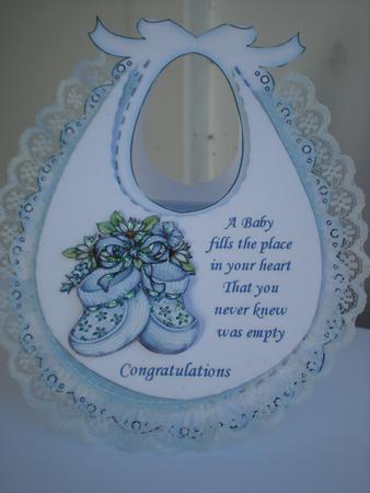 Baby Boy Bib & Bootees by Toni Marie Judd