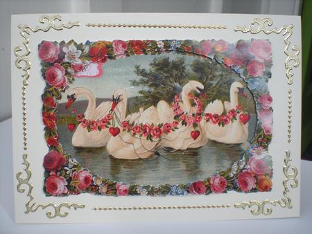 Vintage Swans in Floral Frame Sheet by Toni Marie Judd