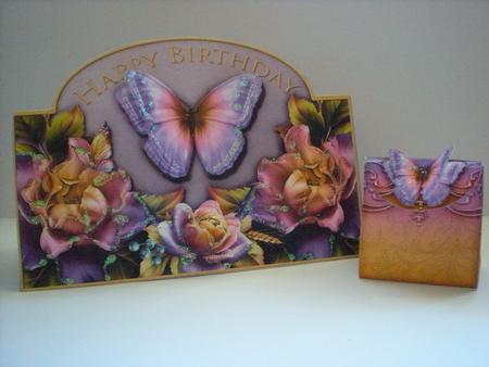 Plaque Card with Bag Butterfly Magenta by Toni Marie Judd