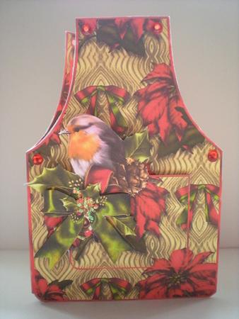Vintage Poinsettia Apron with Robin by Toni Marie Judd
