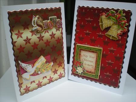 Christmas Flourish Stars in Red and Gold Backgrounds by Toni Marie Judd