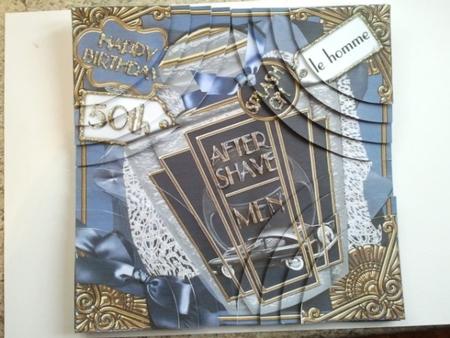 Blue Aftershave 50th Birthday 8in Round Corner Stacker Kit by Tracey Barrett