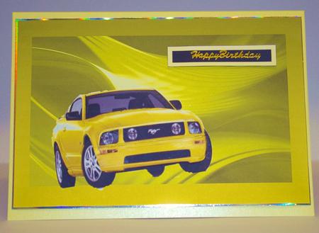 Yellow Ford Mustang Quick Card with Tag by Tracey Duckmanton