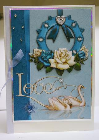 Romantic Love Swans - Decoupage Card by Tracey Duckmanton
