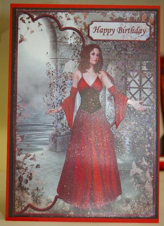 Ruby Fantasy Envelope Card with Decoupage by Tracey Duckmanton