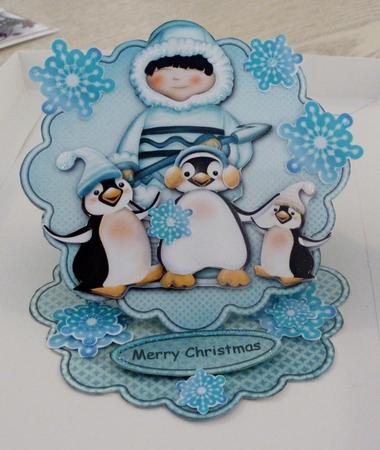 Fun on Ice Flower Shaped Easel Card Kit by Tracey Duckmanton