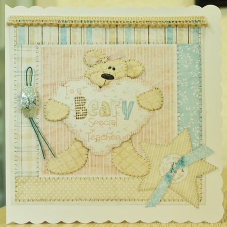 To a Beary Special Teacher Topper with Decoupage by Tracey Duckmanton