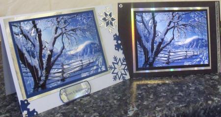 Beautiful Blue Snowy Scene,pyramids by Tracey Duckmanton