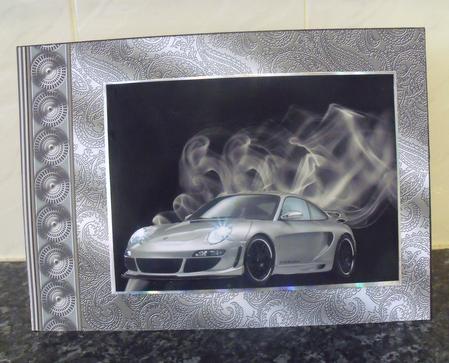 Silver Metallic Embossed Paisley with Border Backing Paper by Tracey Duckmanton