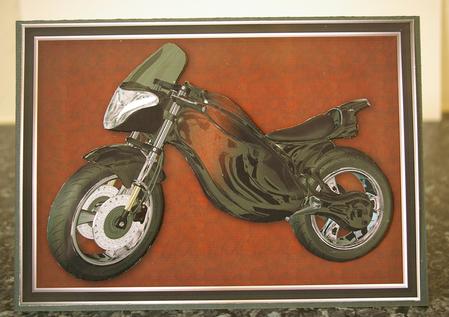 Red & Black Motorbike Card Front by Tracey Duckmanton