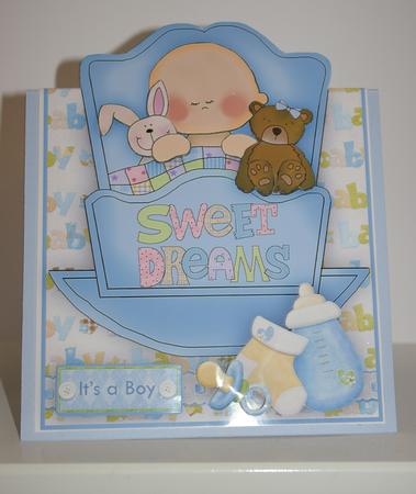 New Baby Boy Over the Edge Card and Decoupage by Tracey Duckmanton
