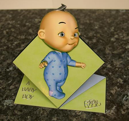Baby Steps 1st Birthday Pop Up Spring Card in Blue by Tracey Duckmanton