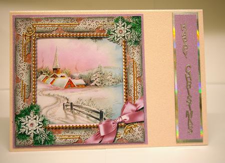 Snow Village Snow Ornate Square Card Front and Frame by Tracey Duckmanton