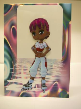 Skater Cookie Card Front with Decoupage by Tracey Duckmanton