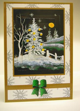 Painted Winter Garden Pyramid Card Front by Tracey Duckmanton