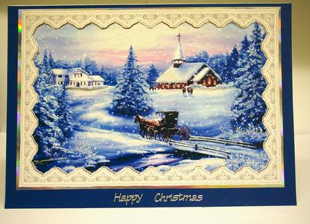Beautiful Xmas Scene in Lace Frame by Tracey Duckmanton
