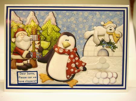 Animated Moveable Christmas Decoupage Cold Feet by Tracey Duckmanton