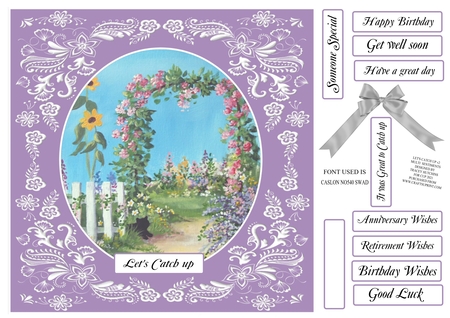 8x8 Rose Arch with Black Cat Watercolour Background by Tracey Hutchins