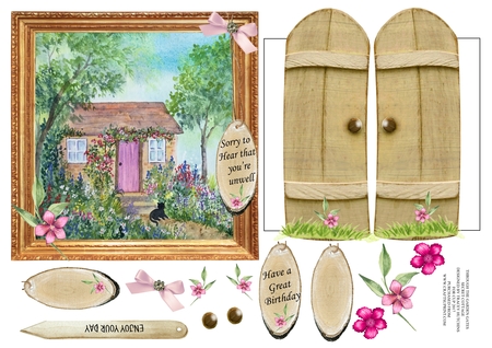 Hidden Cottage Card Topper or Designer Resource by Tracey Hutchins