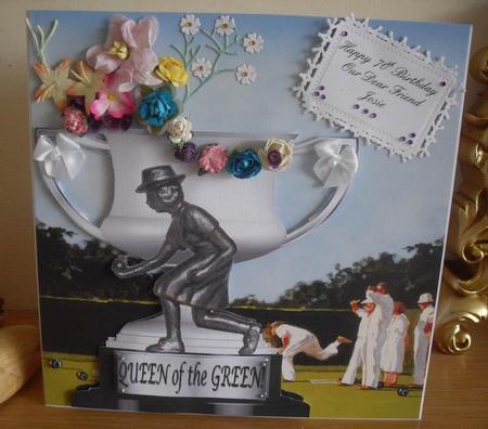 Lady Bowler Trophy Shaped Card by Tracey Hutchins